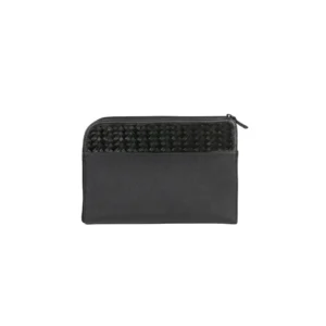 Liko Organizer Pouch Black Purun Black, organizer pouch anyaman purun warna hitam dari Du Anyam, souvenir perusahaan berkelanjutan karya perempuan penganyam