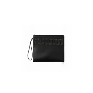 Malaka Slim Pouch Black Purun Black, slim pouch anyaman purun warna hitam dari Du Anyam, souvenir perusahaan berkelanjutan karya perempuan penganyam
